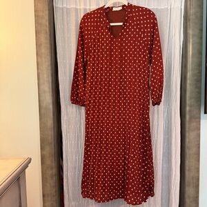 Roolee Reddish Brown Bishop Sleeve Dress